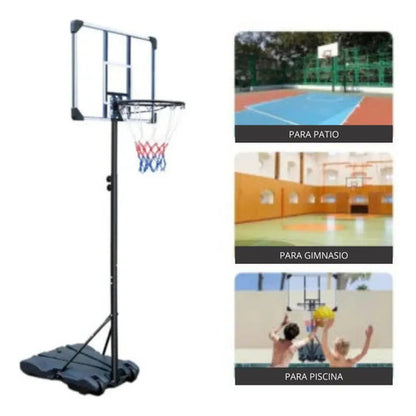 Tablero De Basquet Con Pie Altura Ajustable - 3.05m