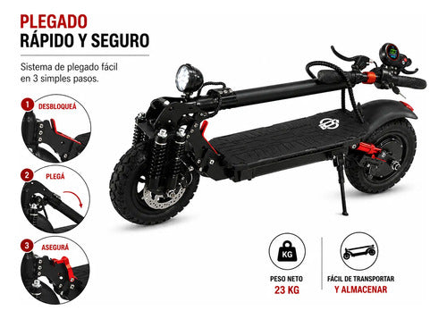 Monopatín Eléctrico Knex Urban - Motor 800w - 48v*10.4ah Negro
