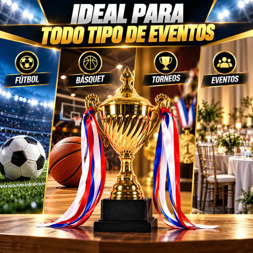 Copa Trofeo Campeón 36 Cm Dorada Con Asas Para Premiación Dorado
