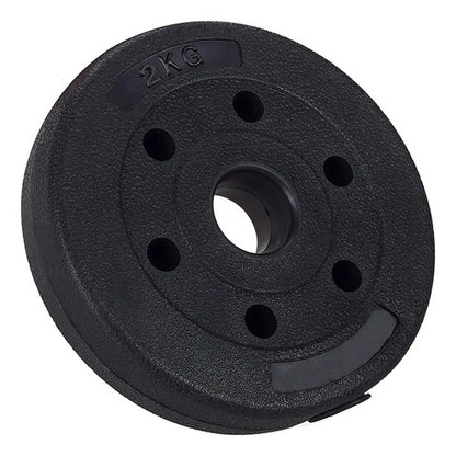 Pesa Disco Revestido 2kg Para Barra Mancuerna Entrenamiento Negro