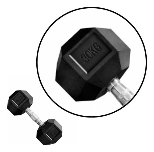 Mancuerna Hexagonales Hierro Recubierto 30kg Rhino Negro