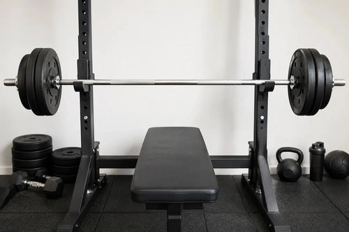 Kit Pesas Barra Recta Discos Pvc Cemento Gimnasio Fitness Barra 1.50 M 4x3 Kg 4x2 Kg