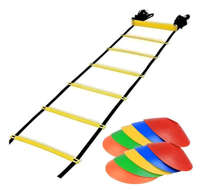 Kit Completo Fútbol Escalera De Agilidad 4m + 10 Conos Plato Surtido