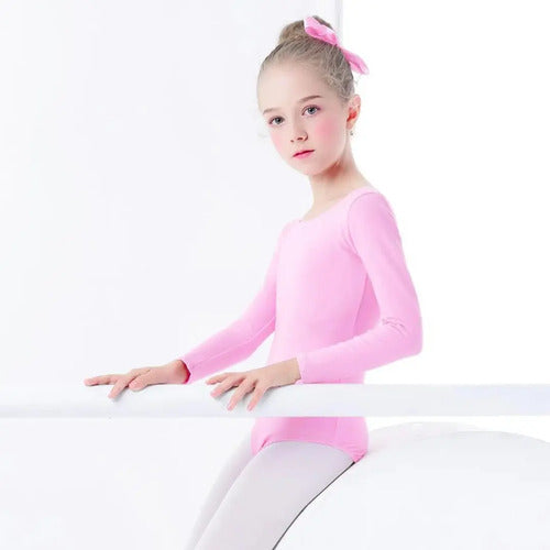 Malla de Ballet Manga Larga Rosada – Niña