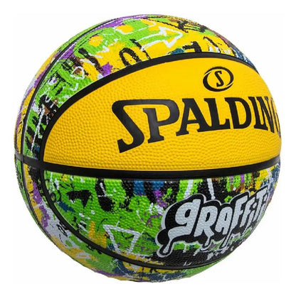 Pelota De Básquet Spalding Graffiti Graffiti Nº 7 Color Amarillo/verde Para Partida De Exterior