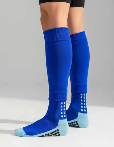 Combo Media Sin Pie + Antideslizante Fútbol Adulto Mmsports Azul M