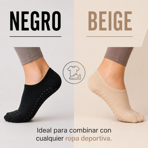 Pack X10 Medias Soquete Antideslizantes Para Yoga Pilates Surtido Liso Unico