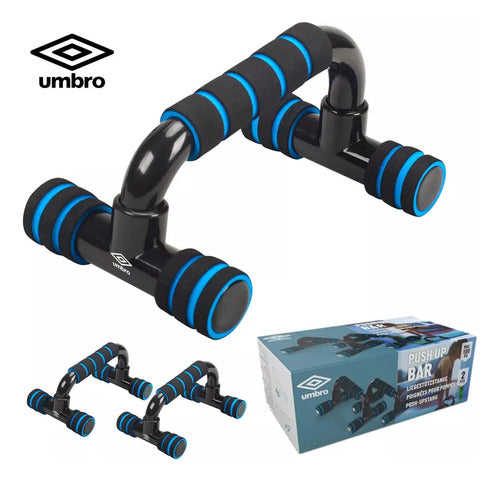 Push Up X2 Umbro Barra Fija Flexiones Fitness Entrenamiento Color Azul
