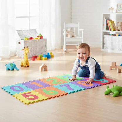 Alfombra Piso Goma Eva Infantil Niños Bebes Encastrables X10 Multicolor Números