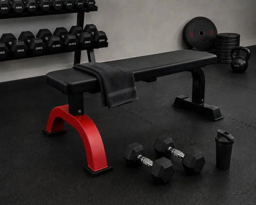 Banco Plano Gimnasio Pesas Entrenamiento Fitness Reforzado Negro