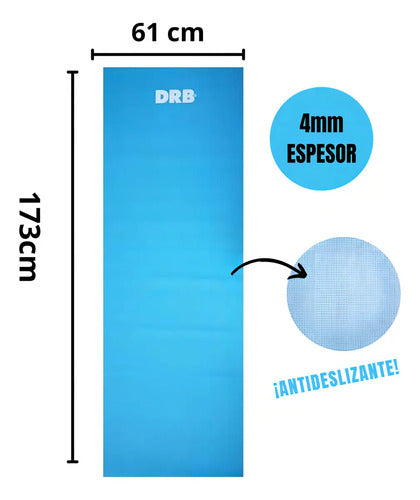 Mat Yoga Drb Colchoneta Eva 4mm Pilates Fitness Tyttennis Color Celeste