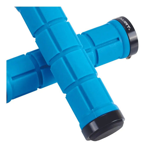 Puños Antideslizantes Sumart De Doble Bloqueo Para Mtb En Celeste (pack De 2)