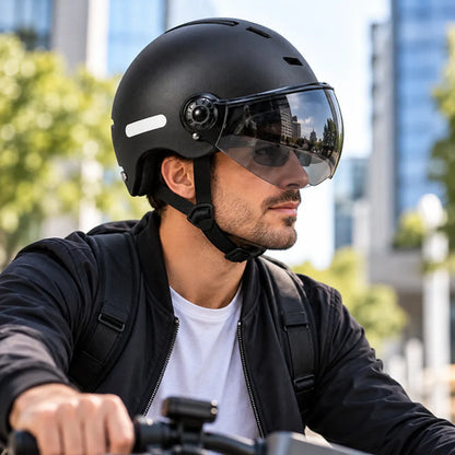 Casco Con Visera Rebatible Para Bicicleta Monopatín Negro Negro Único