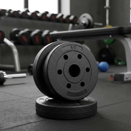 Disco Pesas 3kg Revestido En Pvc Gym Entrenamiento Negro