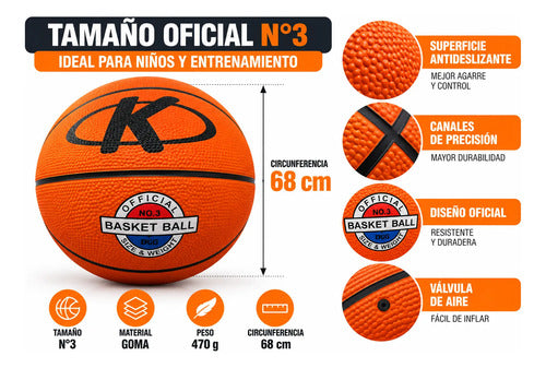 Pelota Basket Goma Sports - Numero 3 Naranja