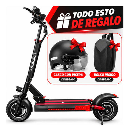 Monopatín Eléctrico Magic 350w 36v Hasta 35 Km Plegable Negro/rojo