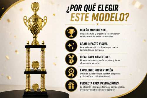 Copa Trofeo Monumental Metálica Altura 95cm Torneo Deportivo Amarillo