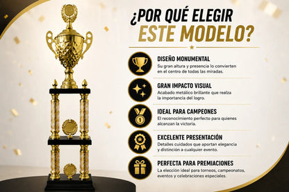 Copa Trofeo Monumental Metálica Altura 95cm Torneo Deportivo Amarillo
