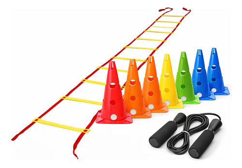 Set 8 Conos Entrenamiento + Escalera Agilidad + Soga Saltar Surtido