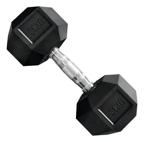 Mancuerna Hexagonales Hierro Recubierto Dumbbell 30kg Color Negro