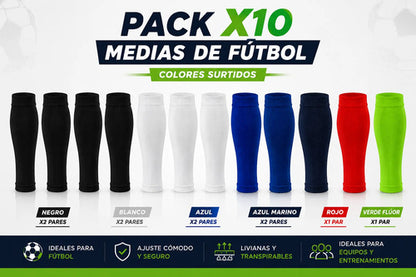 Pack X10 Pares Medias Fútbol Sin Pie Colores Surtidos Surtido Unico