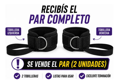 Tobillera Para Polea Con Agarre Al Tobillo X2 Par Maquina Negro