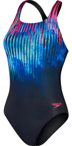 Malla De Natacion Dama Speedo Digital Printed Azul Geométrico 40