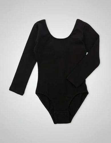 Malla Ballet Niña Manga Larga Negra