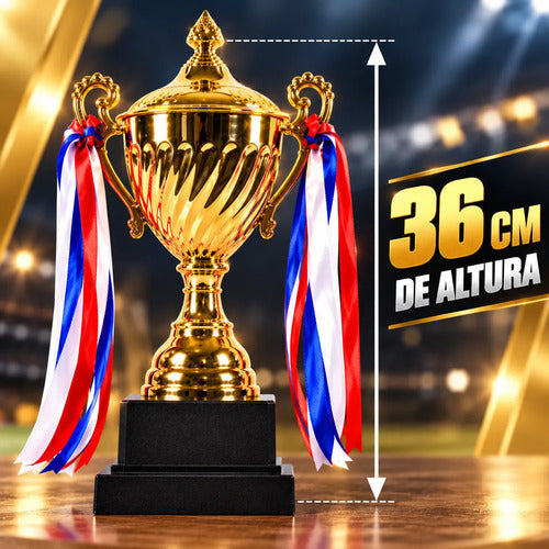 Copa Trofeo Campeón 36 Cm Dorada Con Asas Para Premiación Dorado