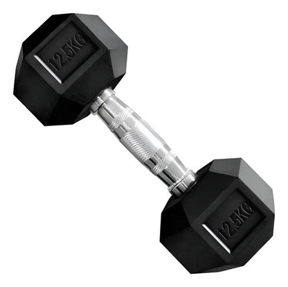 Mancuerna Hexagonales Hierro Recubierto 12,5kg Rhino Negro