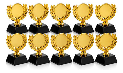Pack X10 Trofeos Mini Copa Laureles Dorados Reconocimiento Dorado