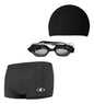 Set Lentes Natación + Gorra Tela + Boxer Corto Natación Negro