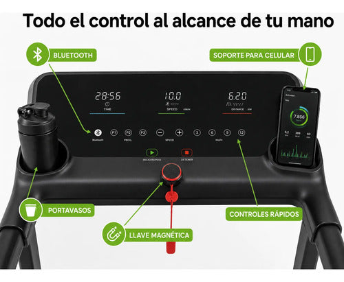 Cinta Caminadora Eléctrica Plegable 3.0 Hp 14 Km/h 135 Kg Negro