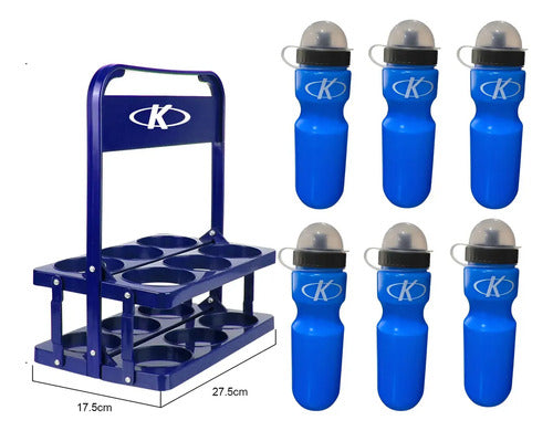 Soporte Caramañola + 6 Caramañolas Rojo Azul