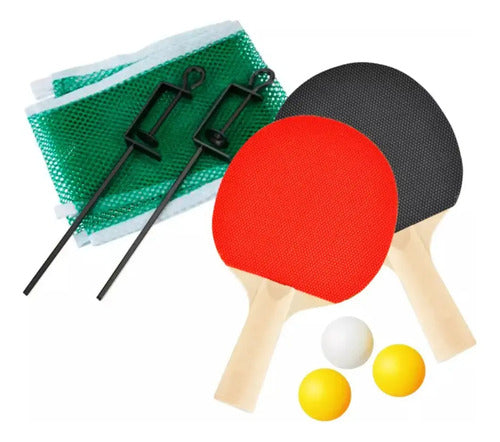 Set Ping Pong Sports - 2 Paletas + 3 Pelotas + Red C/soporte