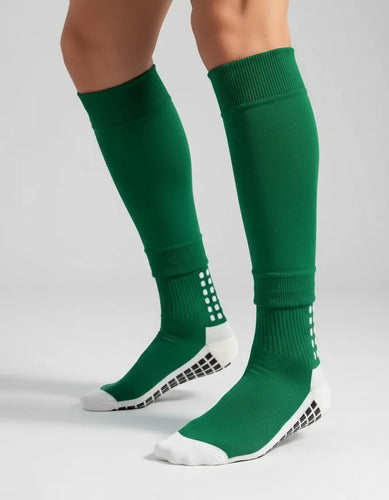Combo Media Sin Pie + Antideslizante Fútbol Adulto Mmsports Verde M