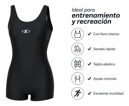 Malla Dama Natación Enterito Dama Mmsports Negro Lisa M