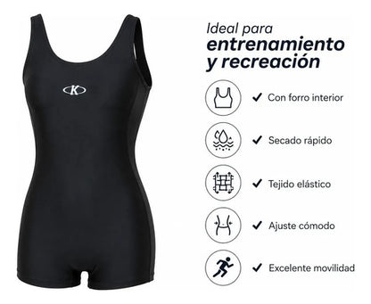 Malla Dama Natación Enterito Dama Mmsports Negro Lisa M
