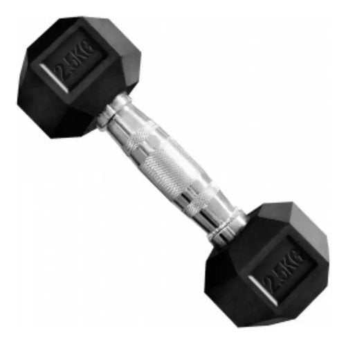 Mancuerna Hexagonales Hierro Recubierto 2,5 Kg Rhino Negro