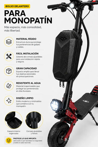 Bolso Rígido Impermeable Para Monopatín Eléctrico Capacidad Negro