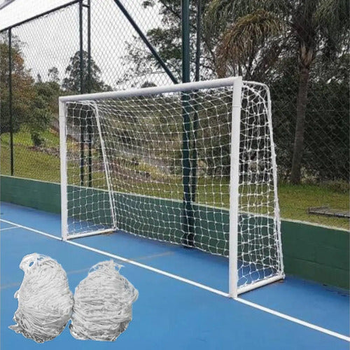Redes Arco 4mm Fútbol 5/sala Y Handball 3,2x2,1m Uv Gismar Blanco