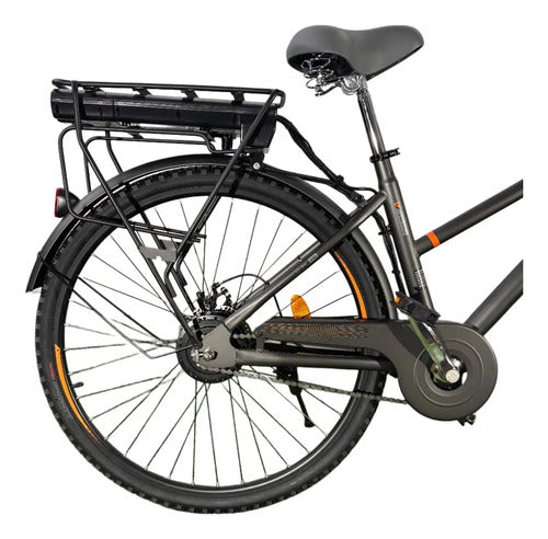 Bici Eléctrica Hiper Engine Metropolis Urbana Rodado 28 Gris Oscuro M