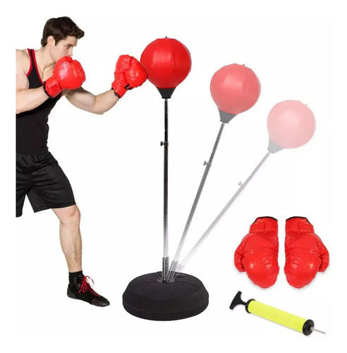 Set Puching Ball Altura Regulable + Guantes + Inflad - Knex
