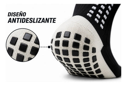Pack X10 Medias Cortas Antideslizantes Niños Fútbol Calidad Negro 26-30