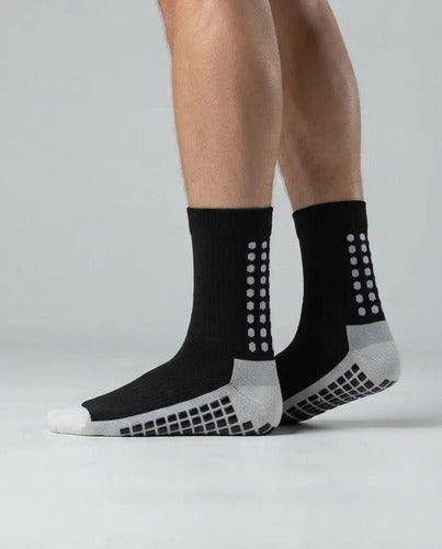 Combo Media Sin Pie + Antideslizante Fútbol Adulto Mmsports Negro M