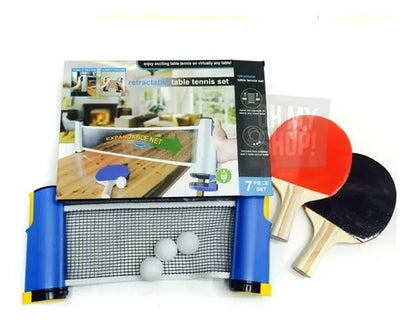 Kit Ping Pong Portatil 2 Paletas + Pelotas + Red Retráctil