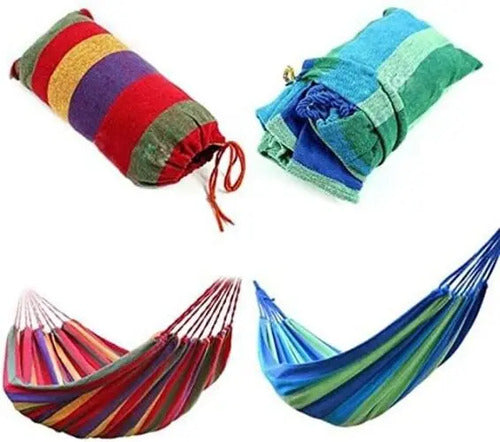 Hamaca Paraguaya 1 Plaza De Algodón + Bolso Incluido Multicolor Líneas