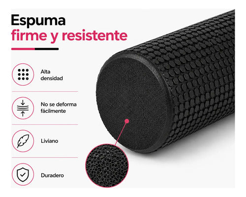 Rodillo Macizo De Goma Eva Para Yoga / Foam Roller - 90 Cm Negro
