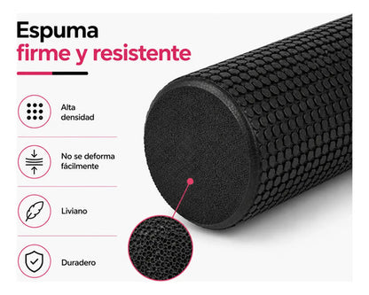 Rodillo Macizo De Goma Eva Para Yoga / Foam Roller - 90 Cm Negro
