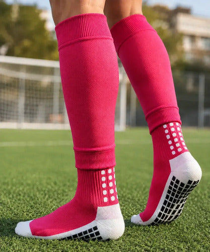Combo Media Sin Pie + Antideslizante Fútbol Adulto Mmsports Rojo M